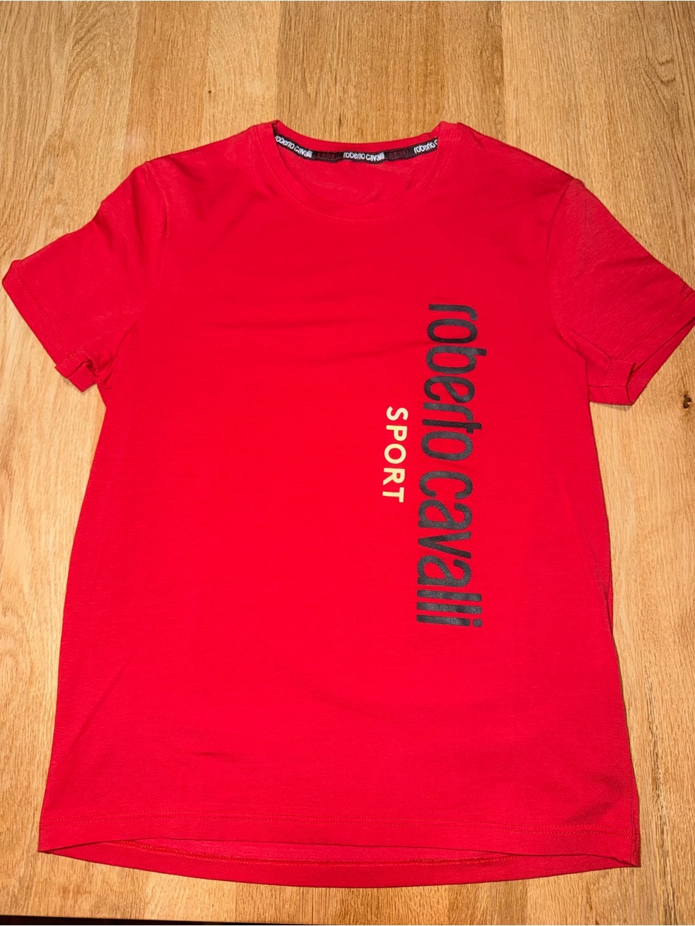 Roberto Cavalli Red Short-Sleeve Logo Crewneck Tee